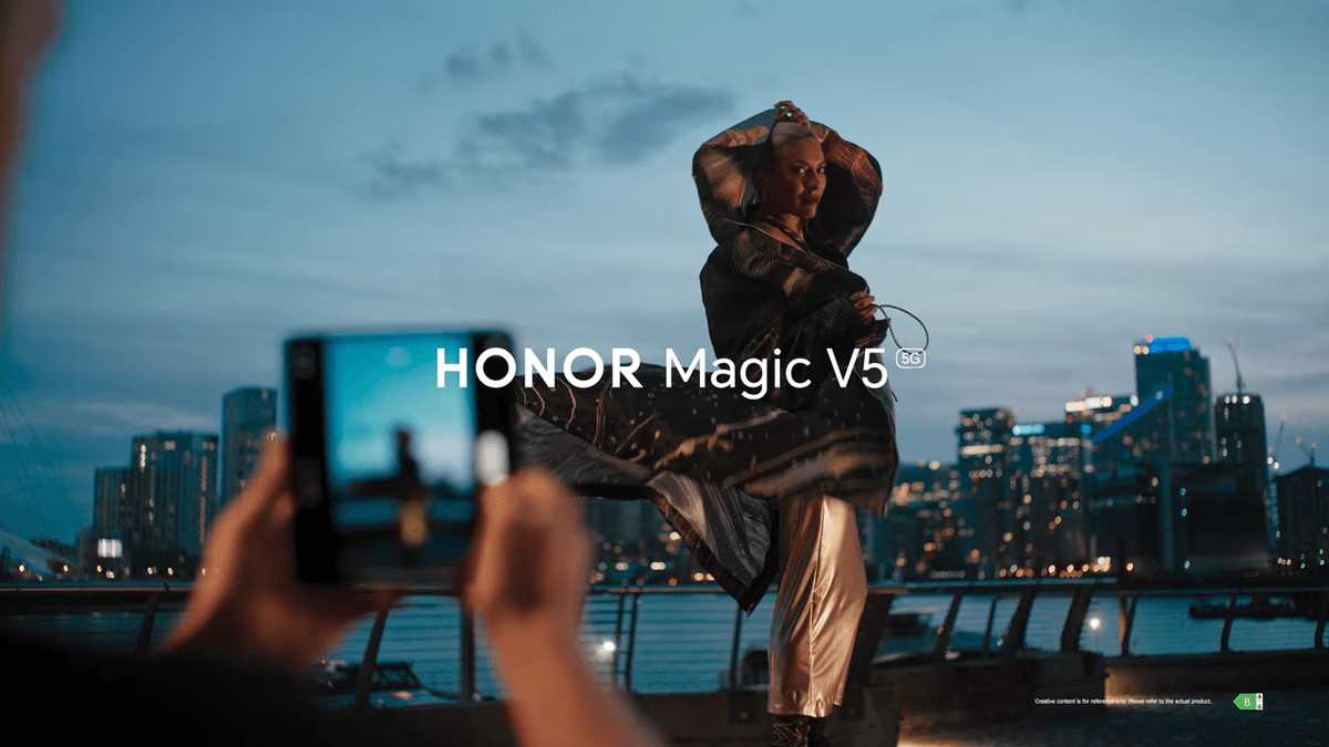 An AI-powered outfit inspired by the Honor Magic V5 can adapt its look for workouts or parties.
