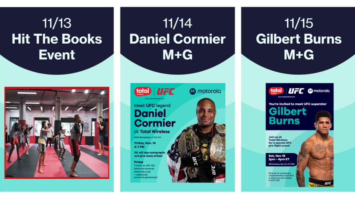 Verizon's Total Wireless is planning events for UFC fans in New York.