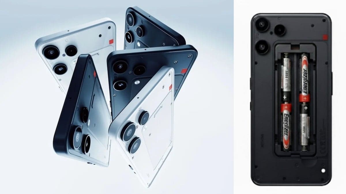A new Nothing phone design concept uses four AAA batteries.