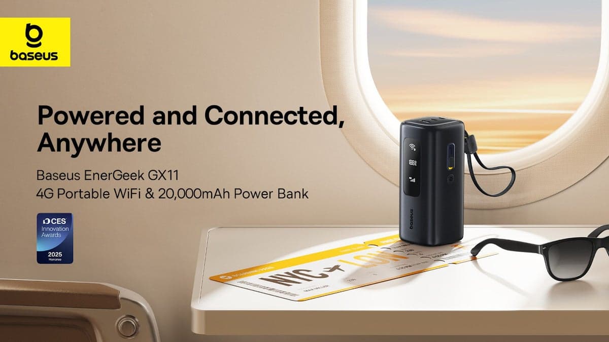 Baseus has launched the EnerGeek GX11 4G MiFi, a power bank and hotspot hybrid with a 20,000 mAh battery.