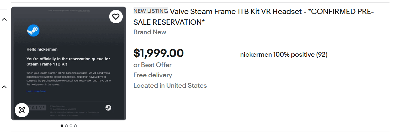 Scalpers & Scammers Swoop In To Prey On Waitlisted Would-Be Steam Frame Buyers - UploadVR image 4