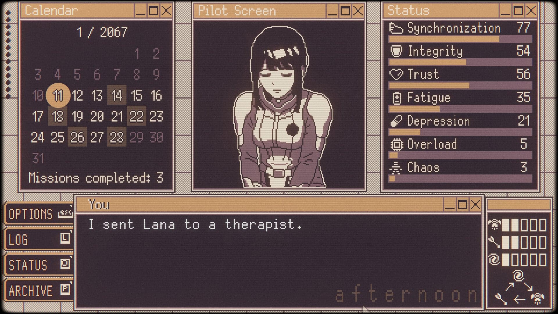 Raise up a mech pilot and make sure she doesn't get Evangelion-level depressed in the sci-fi visual novel Valkyrie Iteration: Mecha Pilot Raising Pocket Simulator - Rock Paper Shotgun image 2